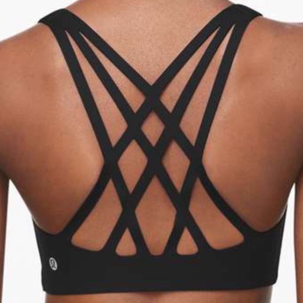Lululemon 10 Bring the Energy Bra Strappy Racerback Caged Black Cut Out Soft